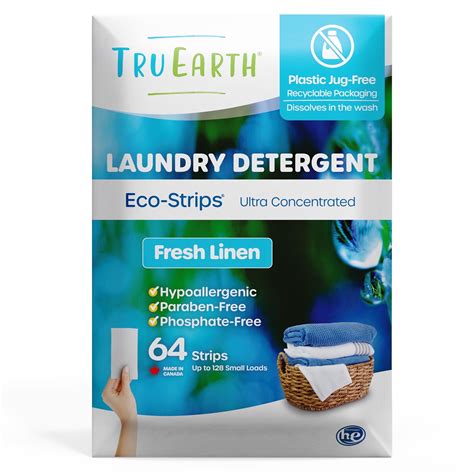 Tru Earth Eco-Strips Laundry Sheets - Fresh Linen - Up to 128 Loads (64 ...