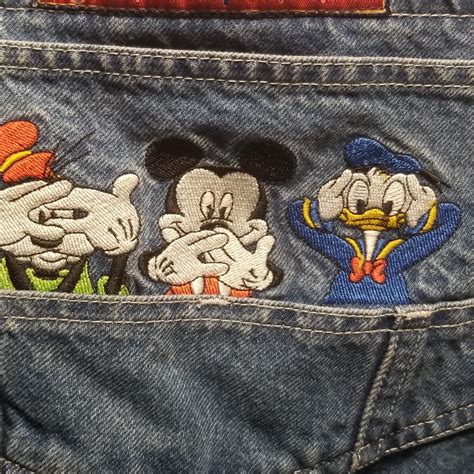 Vintage 90s Mickey Mouse overalls with embroidered... - Depop