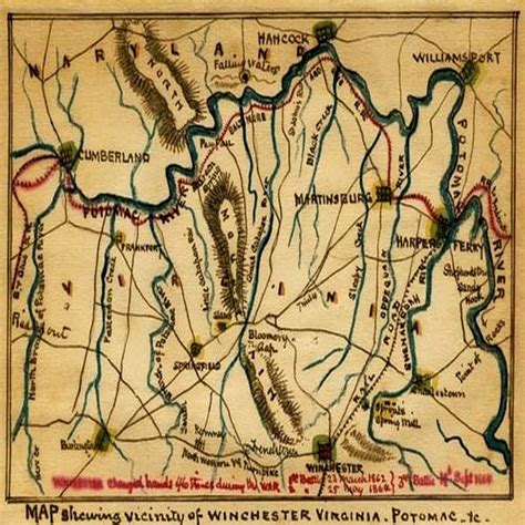 Buy showing vicinity of Winchester Virginia Potomac etc Portions of ...