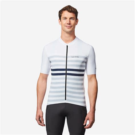 Men's fitted short-sleeved summer road bike jersey - EDR 2 - Striped white