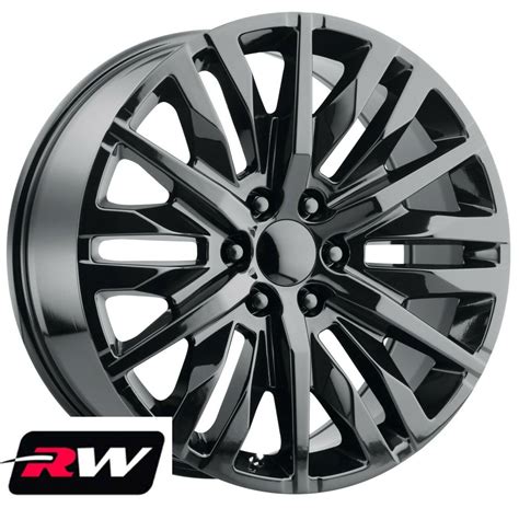 22 x9 inch GMC Yukon OE Replica Wheels Gloss Black 2019 Sierra Denali Rims
