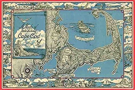 Buyartforless Antique 1945 Miller Map of Cape Cod, Massachusetts 18x12 ...