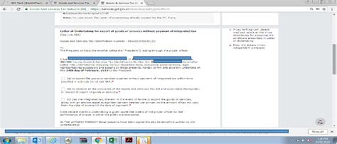 Steps for filing Letter of Undertaking online on GST Portal