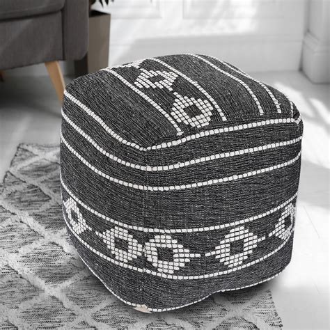 Black & White Knitted Pouf – Rajbespoke