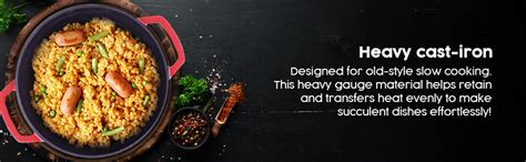 Buy Wonderchef Ferro Cast Iron Casserole with Lid- 26cm, 5L, 3.5mm, Red ...