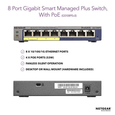 Buy NETGEAR GS108PE 8-Port Gigabit Ethernet Plus Network Hub - TPSTech ...