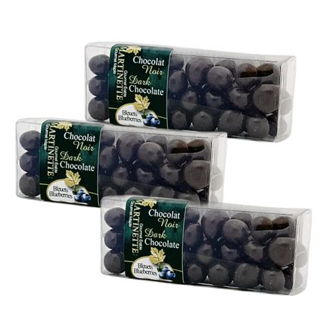 Dark Chocolate Blueberries 3x60g cello boxes | La Ferme Martinette