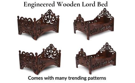 GOJEEVA Premium Engineered Wooden Carved Pattern Designer Bed for ...