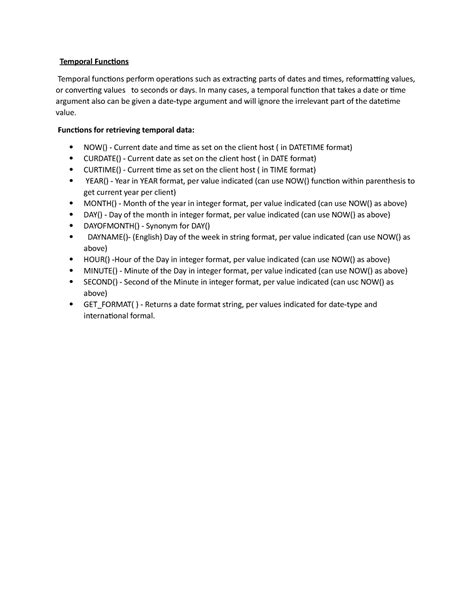 Temporal functions - It's very useful. - Temporal Functions Temporal ...