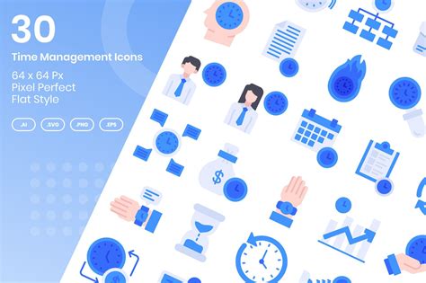 30 Time Management Icons Set – Flat Graphic by kmgdesignid · Creative ...