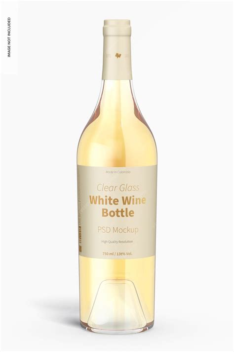 Premium PSD | Clear glass white wine bottle mockup