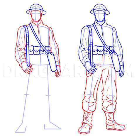 How To Draw Soldiers, Drawing, Step by Step, by KingTutorial - DragoArt