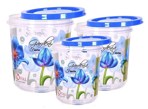 Buy Fuscia® Flora Kitchen Storage Container Set of 3 Pcs (Blue) Online ...