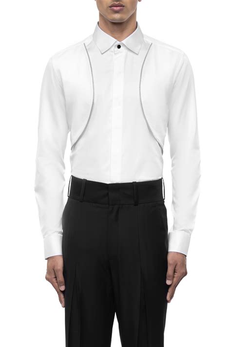 White Cotton Shirt with Open Curved Zip Panel - SDS I KUSHAL SHAH