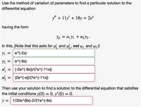 Image result for Variation of Parameters Particular Solution
