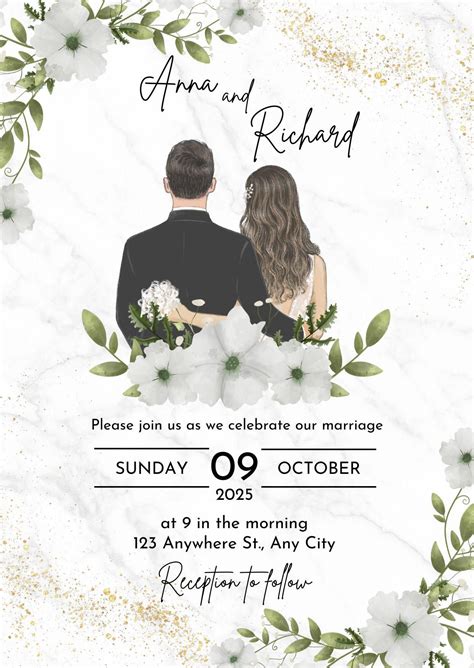 Elegant Wedding Card Template: Decorated, Customizable (Digital ...