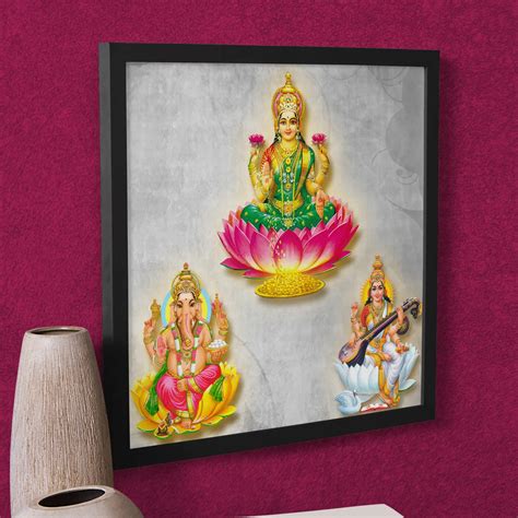 Divine Laxmi Ganesh Saraswati Artwork – Ritwikas
