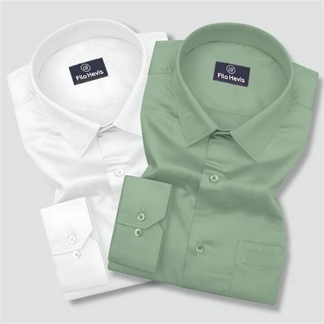 Combo of 2 Premium Cotton Formal Shirts – White & Pista Green | Single