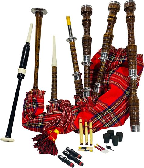 Amazon.com: Great Scottish Highland Bagpipes Full Silver Mount Natural ...