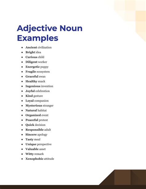99+ Adjective Noun Examples