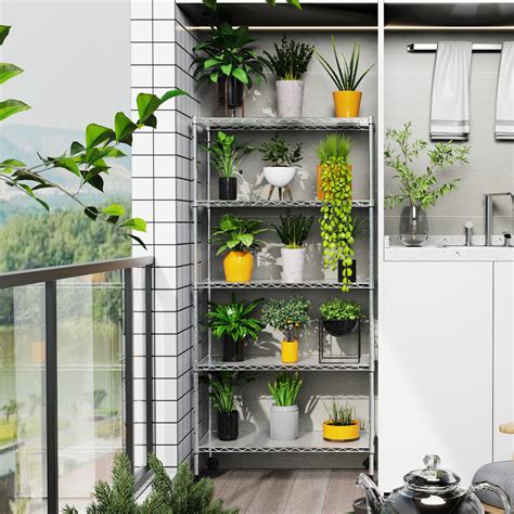 Miniyam 2 Packs 5 Tier Shelf Wire Shelving Unit, NSF Heavy Duty Wire ...