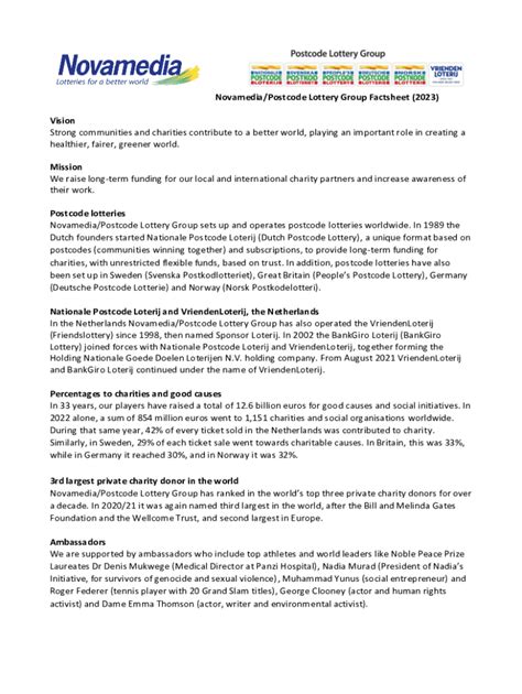 Fillable Online NovamediaPeople's Postcode LotteryLive Fax Email Print ...