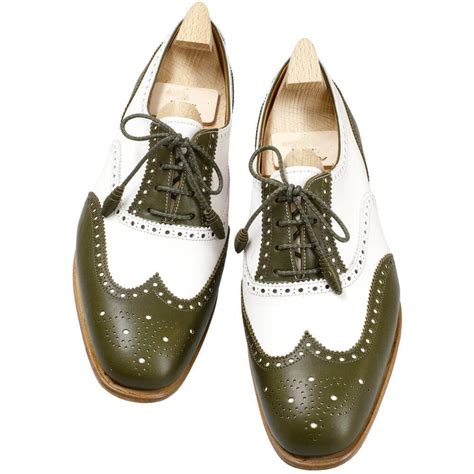 Olive Green & White Leather Wingtip Oxford Shoes for Women ⭐⭐⭐⭐⭐ – The ...