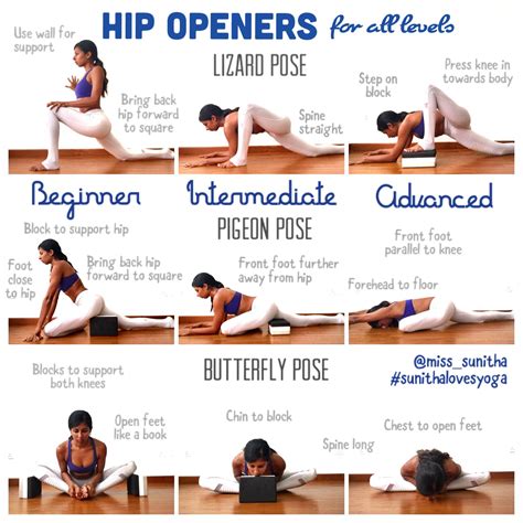 Hip Opening Yoga Poses for all levels Check out my Instagram @miss_sunitha #sunithalovesyoga for ...