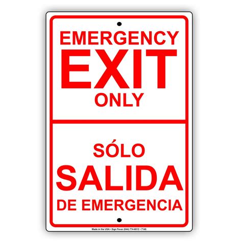 Emergency Exit Only Sign Spanish