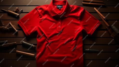 Premium Photo | Plain polo red shirt 3d image
