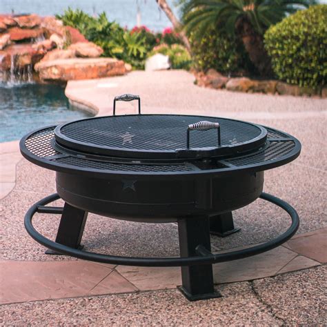 48 Inch Round Steel Wood-Burning Fire Pit in Black by Old Country BBQ ...