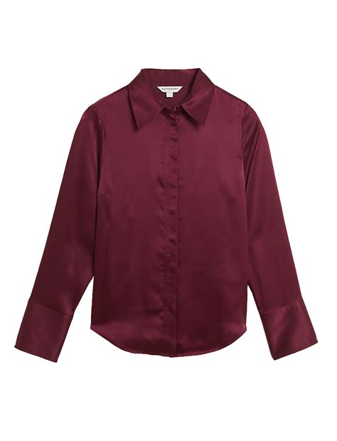 Buy Pure Silk Collared Long Sleeve Shirt at Marks & Spencer