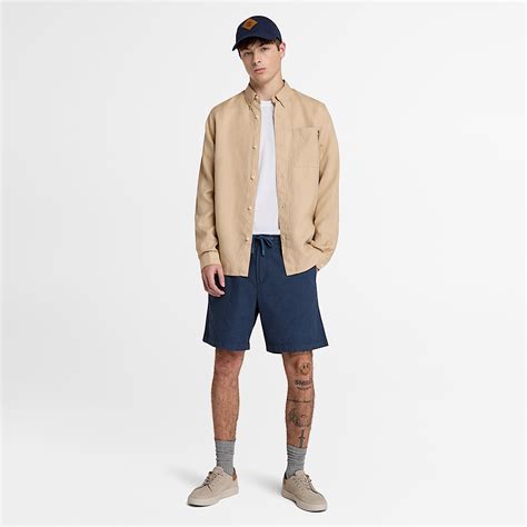 Cotton Linen Shorts for Men in Dark Blue