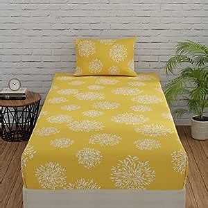Huesland by Ahmedabad Cotton 144 TC Fitted Bedsheet for Single Bed with ...