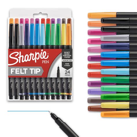 Sharpie Felt Tip Pens Medium Point Art Pen Set (Assorted Colours) 24 ...