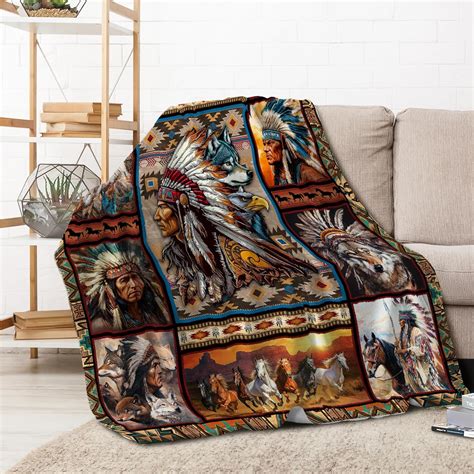 Cacique Native American Indian Flannel Blanket - Super Soft Cozy ...