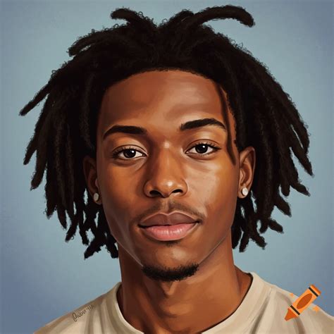 Portrait of a young Black man with medium length dreadlocks. on Craiyon
