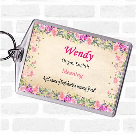 Wendy Name Meaning Keyring Floral - Party Animal Print