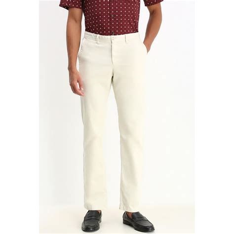 Buy Allen Solly Men Cream Regular Fit Solid Casual Trousers Online