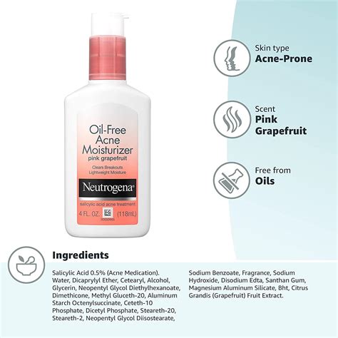 Neutrogena Oil-Free Acne Facial Moisturizer with Salicylic Acid - 4 fl. oz Pink Grapefruit Face ...