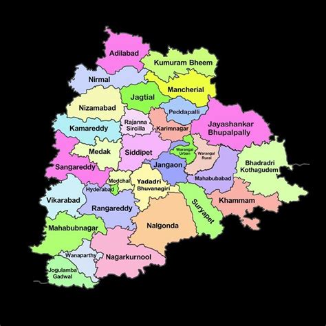 Map of telangana with 31 districts - Brainly.in