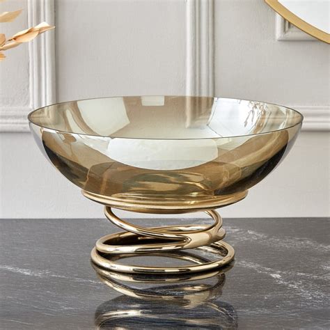 Buy Brim Royale Swirl Glass Footed Bowl with Aluminium Stand from Home ...