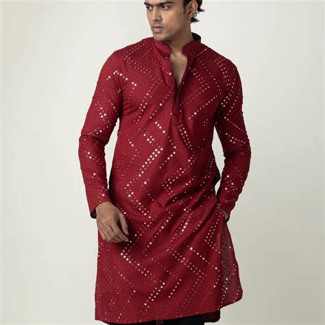 Zig Zag Chickenkari Cotton kurta with Sequin work - Shaukins – SHAUKINS