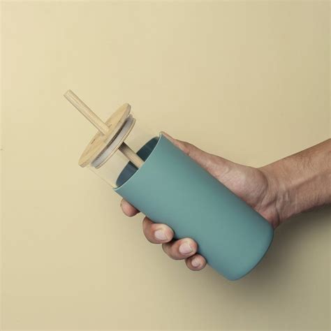 Buy Glass Sipper With Bamboo Lid & Straw | Tumbler With Sleeve | Glass ...
