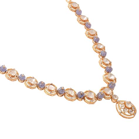 Nerissa Polki Diamond Necklace | 14K Gold Tanzanite Jewellery – Polki ...