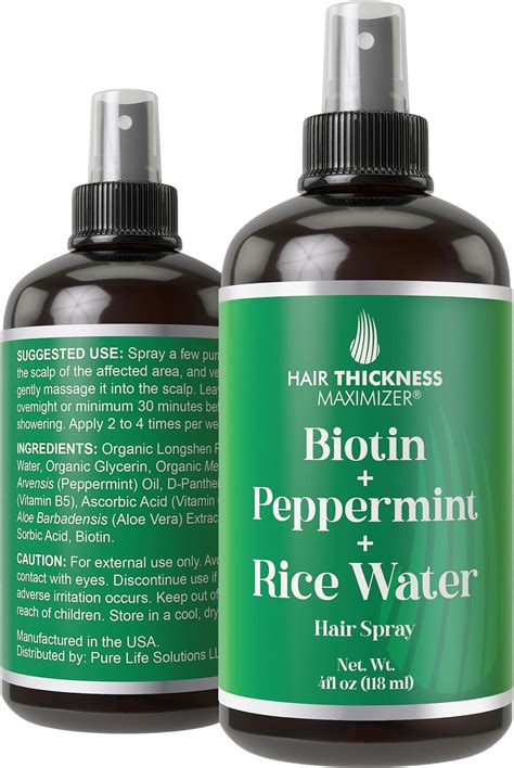 Amazon.com : Biotin + Peppermint + Rice Water Spray For Hair Growth ...