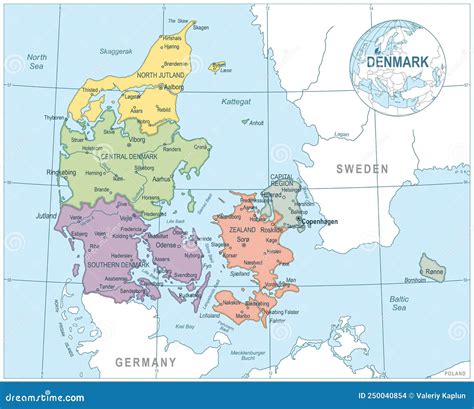 Map of Denmark - Highly Detailed Vector Illustration Stock Vector ...