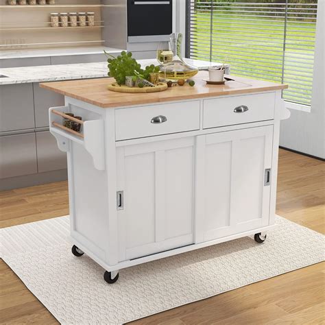 Amazon.com: LUMISOL Mobile Kitchen Island Cart with Spice Rack and ...