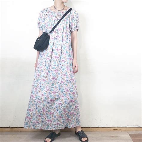 70s flower printed long dress | LEMON
