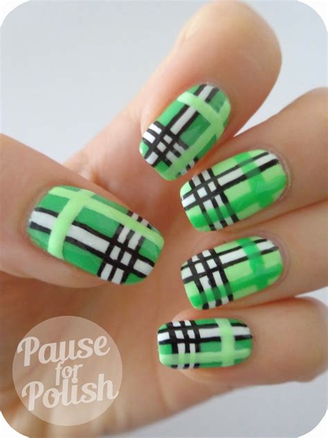 Pause For Polish: Claire's Accessories Neon | Plaid Nail Art | Plaid ...